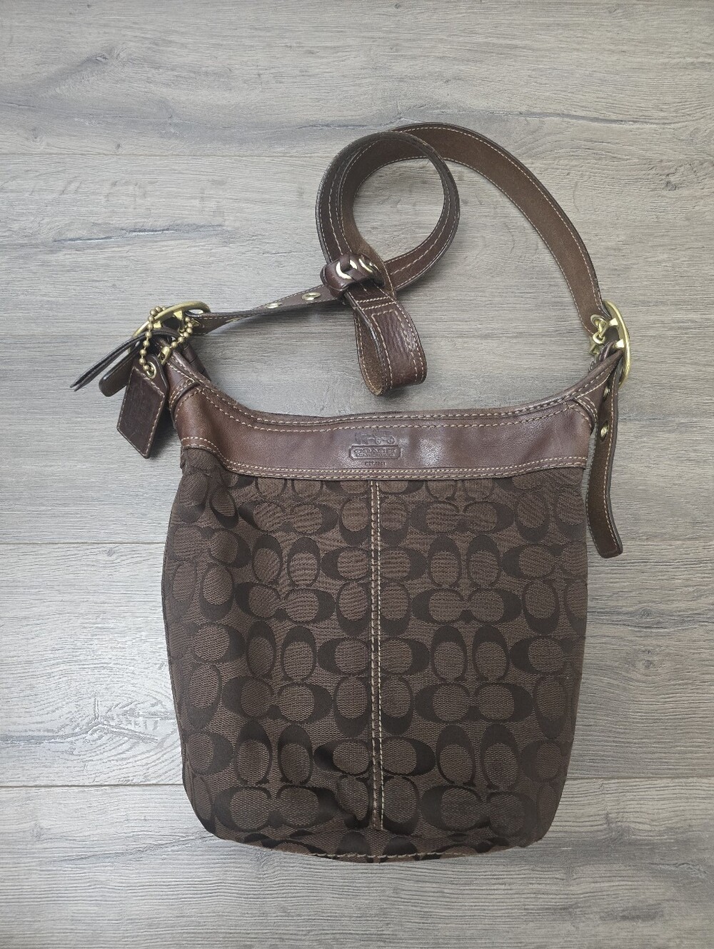 Coach Bleeker Vintage Y2K Signature Hobo Shoulder Bag Brown Canvas & Leather - Picture 1 of 10